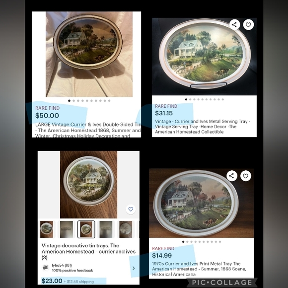 Vintage Currier & Ives Oval Tray - "The American Homestead" - Picture 11 of 11